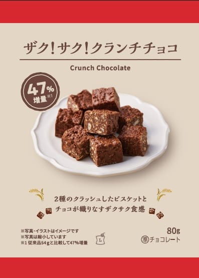 「ザク！サク！クランチチョコ 47％増量 80g」（税込158円）