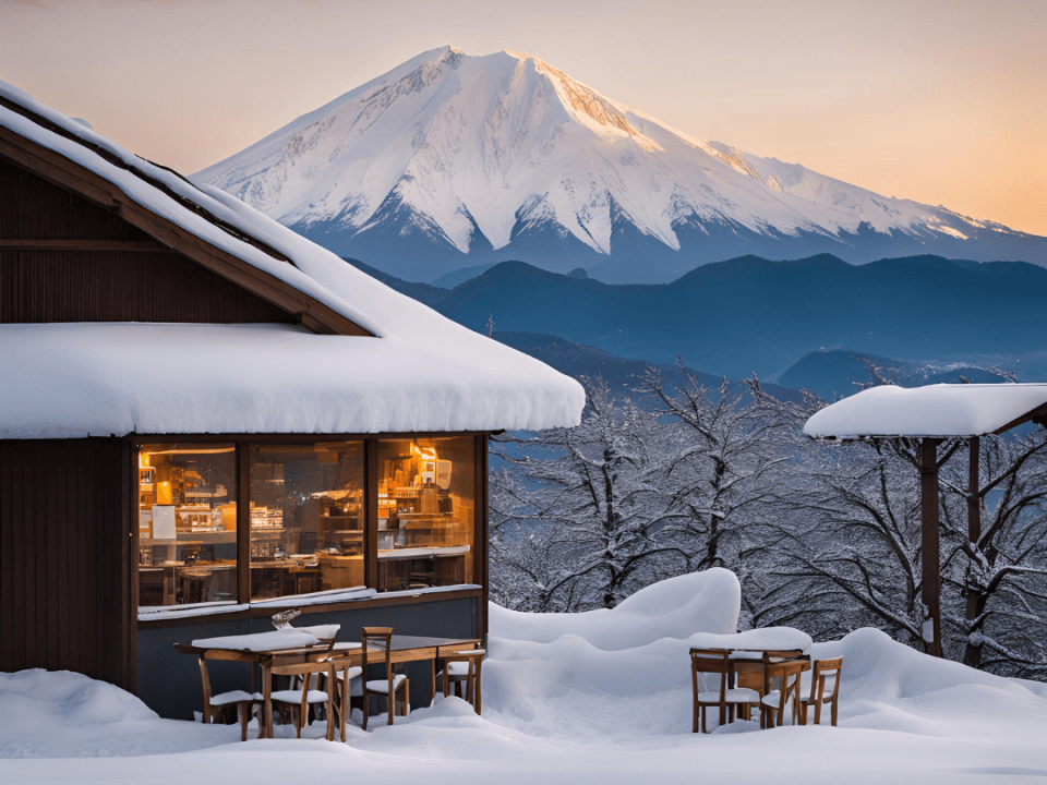 富士山が見える喫茶店・モンブランをAIに作ってもらったよ、全然違うんだけどむしろここにも行ってみたい