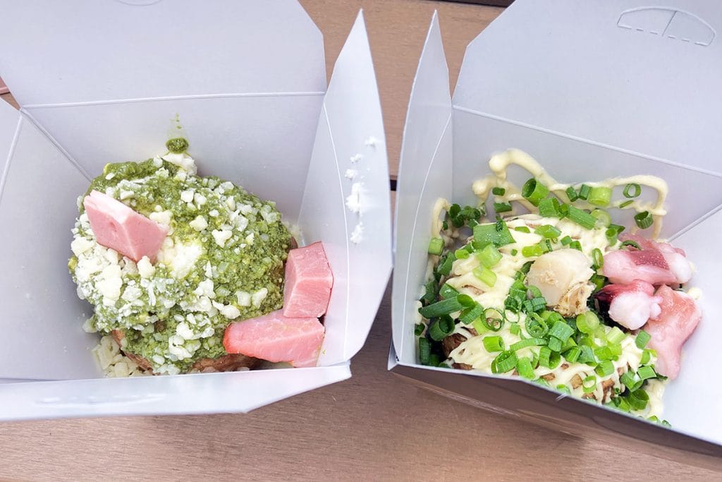 この日は連食だ！「ジェノベーゼになりたいばくだん焼」と「こさめの分もネギ食べて？」